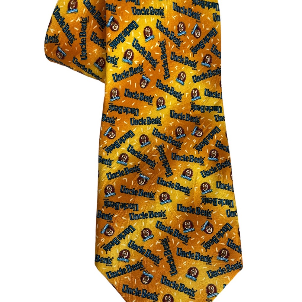 Uncle Ben’s Rice Tie Original First LOGO Silk Vtg RARE HTF OOP Orange Yellow